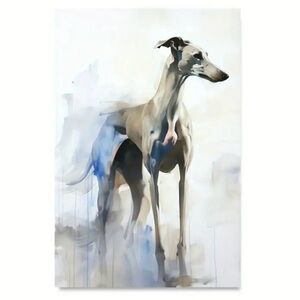 NWT Greyhound Whippet Watercolor Canvas Print 12x18